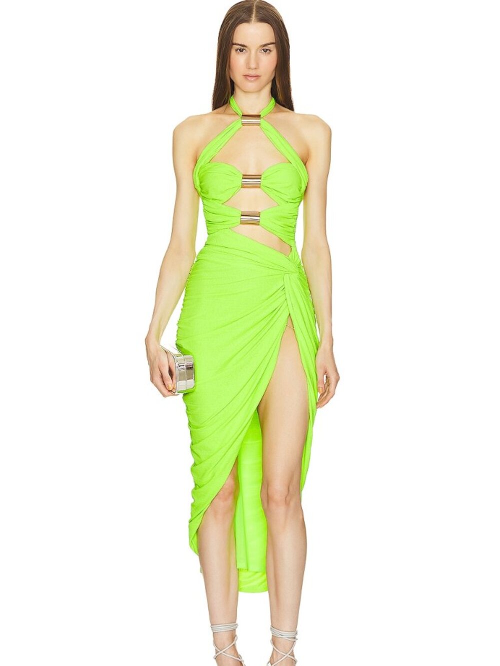 Michael Costello x REVOLVE Chelsie Midi Dress in Bright lime Green cutout
